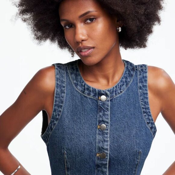 NWT Madewell Denim Crewneck Vest in Concho Wash - Size: 2 - Picture 12 of 13